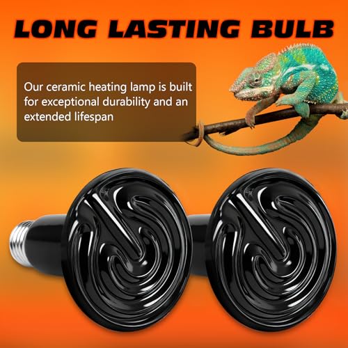 75W Ceramic Heat Emitter Reptile Heat Bulb E26 Base Heat Lamp Bulbs No Light Heat Lamp for Amphibian Pet Brooder Coop Lizard Turtle Snake Terrarium - style: 75 Watts