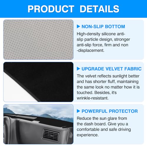 Autorder Dashboard Cover Mat for Chevrolet Impala 2006-2013/ Impala Limited 2014-2016 Accessories Dash Cover Upgrade Velvet Dash Mat Sunshade Glare UV Rays Protector - size: Black 06-13 Impala