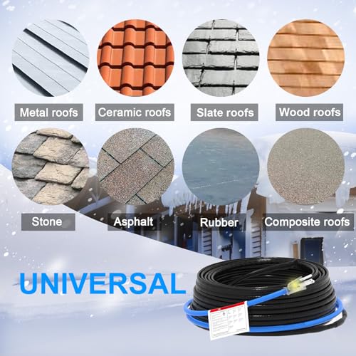 Sewage Pipe Heating Cable 12 FT 120V Self-Regulating for Freeze Protection in Wastewater Systems, Sump Pumps and Roof De-Icing with Fluoropolymer Corrosion-Proof Technology - style: 12FT