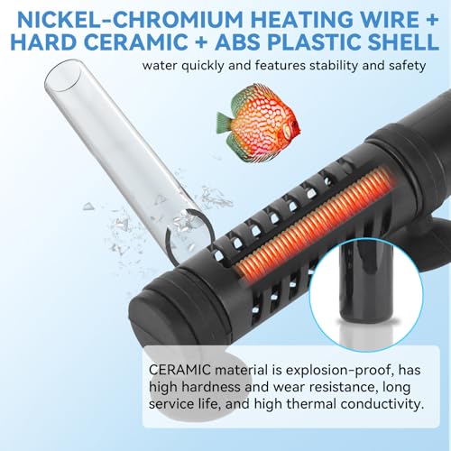 hygger Ceramic Submersible Aquarium Heater, New Explosion-Proof Fish Tank Water Heater with External Temp Controller Auto Thermostat Heater for Saltwater Freshwater (50W for 3~10 Gallon) - size: 50W for 3~10 gallon