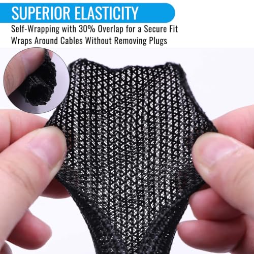 1/4" - 10Ft Split Braided Cable Sleeve, Wire Loom Tubing, Black - size: 1/4" - 10Ft