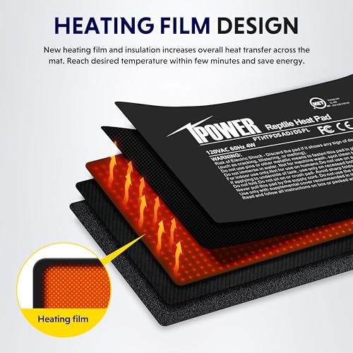 iPower 4 by 7 Inch 4W Reptile Heating Pad with Adjustable Thermostat, Under Tank Warmer Terrarium Heat Mat for Turtles/Snakes/Lizards/Frogs, and Other Reptiles - size: 4" x 7", style: Heat Pad - New