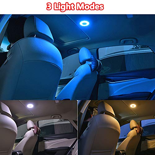 TYMXGHF USB Rechargeable LED Car Interior Dome Light 12V Bright Multi-Function Trunk Cargo Area Light Car Ceiling Roof Light for Vehicle RV Camping Bedroom Cabinet Stick on Anywhere 3 Colors