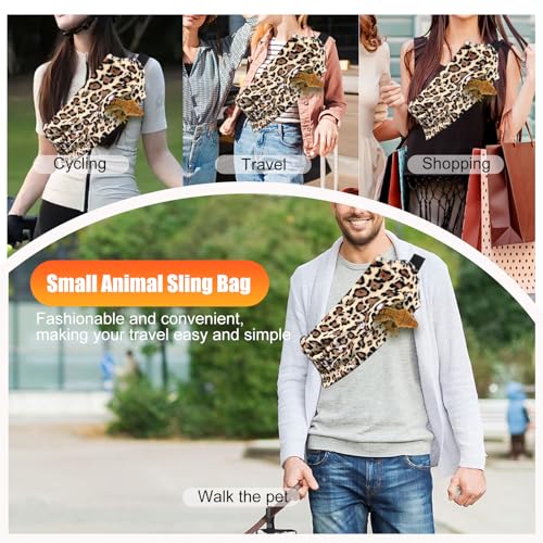 Portable Bearded Dragon Carrier with Leash and Harness Set, Beardie Carrier, Lizard Adjustable Harness with Leather Wings and Sling Bag, Reptile Small Pet Travel Cage - color: Black