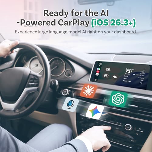 OTTOCAST Mini Slim, 2026 Upgrade 2in1 Wireless CarPlay & Android Auto Adapter, Plug & Play, WLAN Dual-Band 2.4G+5G, Auto Reconnect, Compatible with After 2016 Cars with Wired CarPlay/Android Auto - color: Black