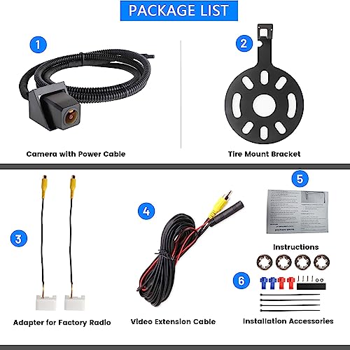 EWAY Classic 1.0 Backup Camera for Jeep Wrangler Spare Tire Mount 2007-2018, Rear View Reverse Aftermarket Camera for JK JKU Rubicon Sahara Sport Unlimited Removable Guidelines w/OEM Monitor Adapter