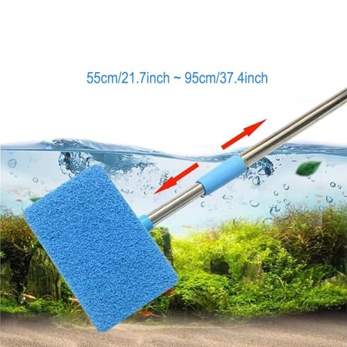 Tank Cleaning Scrubber Brush, with Foldable Brush Head, 55cm, Aquarium Algae Scraper, Aquariums Cleaning Kit, Long Handle Design, for Aquarium Algae Betta Fish Tank Turtle Reptile Terrarium Kitchen