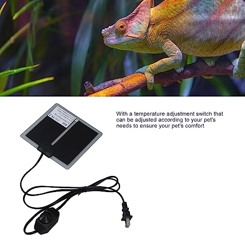 110 to 120V 5W Reptile Heating Pad, Waterproof Under Tank Heater Thermostat, Multifunctional Reptile Heat Mat with Temperature Adjustment Switch for Turtles, Lizards, Frogs - size: 5W