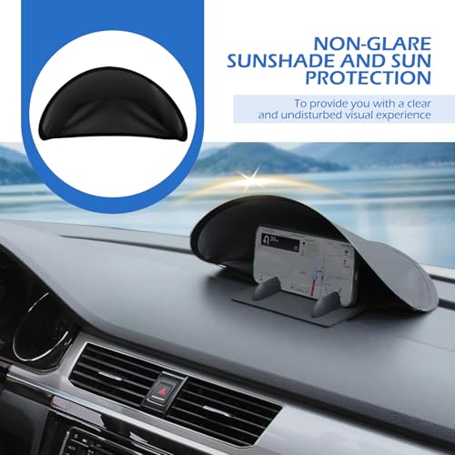 Cell Phone Sun Shade, Anti-glare & Heat-blocking Vehicle Dashboard Phone Cover, No-install Foldable Mobile Sunproof Shade, Universal for Cars, Trucks, SUVs (Black)