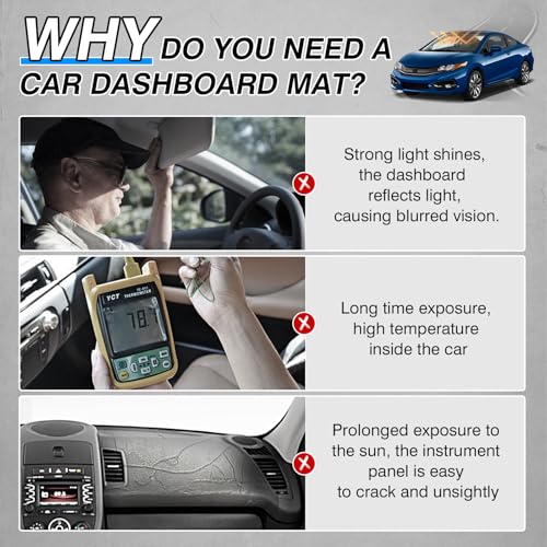 Cartist Black Dash Cover for 2012-2015 Honda Civic Dashboard Cover Mat - size: Honda Civic 2012-2015