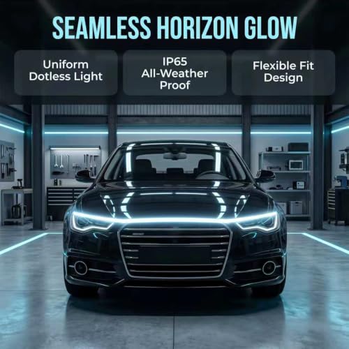 79 Inch LED Hood Light Strip, 12V Flexible Hood Grille Accent Lamp for Cars