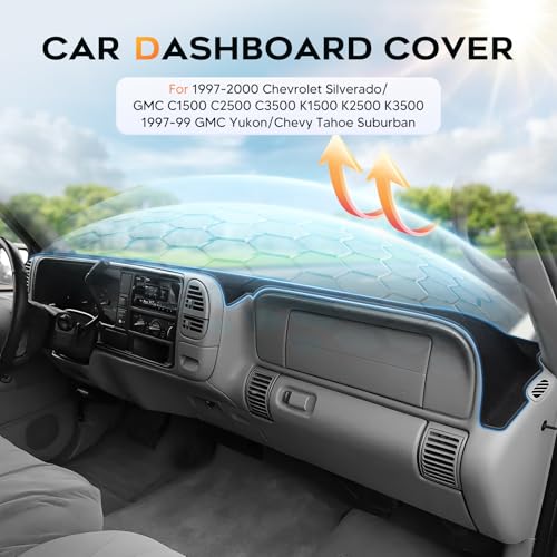 CARTIST Black Dash Cover for 1997-2000 Chevy Chevrolet Silverado&GMC C/K - color: 2)97-20 Silverado(Black)