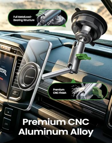 Broodx Magnetic Car Phone Holder, Windshield/Dash Metal Suction Cup Mount