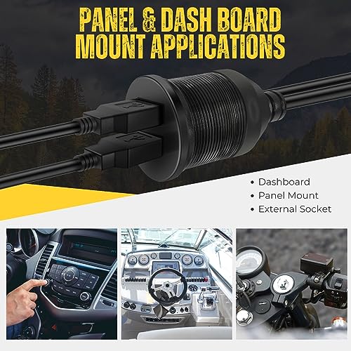 TNP Dual USB 3.0 Flush Panel Mount Extension Cable for Car Dash, 6 ft - size: 2 Ports USB (6 Feet)