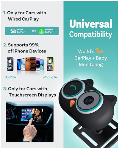 OTTOCAST Cabin Care Adapter 2026,Baby Car Camera & Wireless CarPlay Adapter