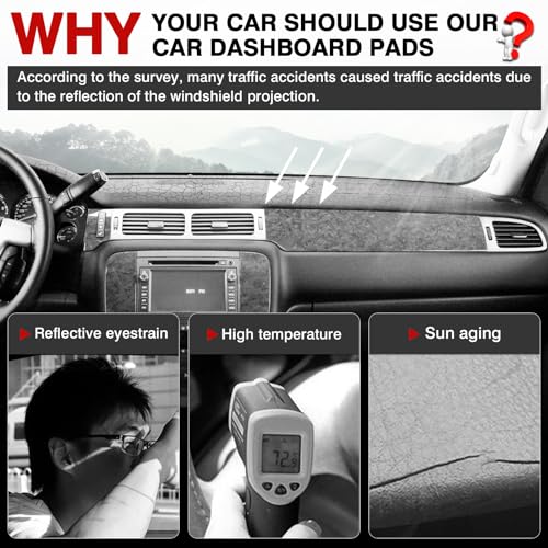 Autorder Dashboard Cover Mat for 2007-2014 Chevrolet Tahoe Suburban/GMC Yukon XL&2007-2013 Chevy Avalanche Silverado 1500 2500 3500 LTZ/GMC Sierra SLT Denali Accessories Upgrade Velvet Dash Cover - size: Black 07-13 Silverado 1 Glove Box(B)