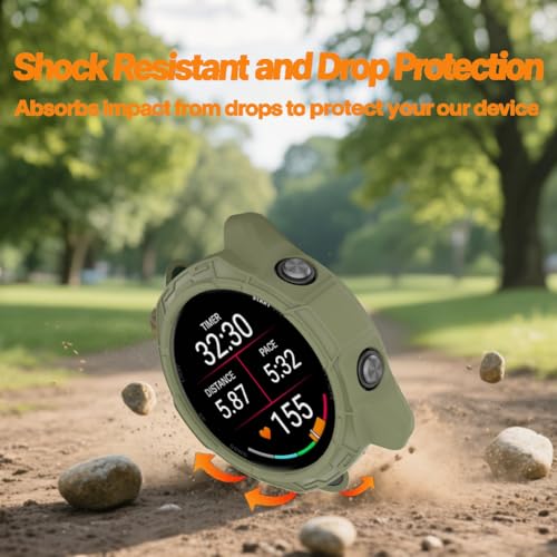 Watch Screen Protector for Garmin Forerunner 570 47mm and protective Case - color: Green