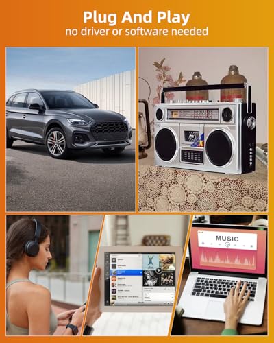 Car Audio Bluetooth 5.1 Cassette Receiver, Cassette Bluetooth Adapter for Car Tape Player, Wireless Cassette Aux Adapter with Hands-Free Calling, Compatibility with Smartphones, Tablets, MP3, TF Card