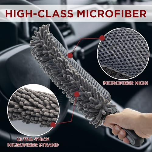 TAKAVU Car Duster Interior, Double-Sided Microfiber, Comfort Handle - size: Microfiber Mesh