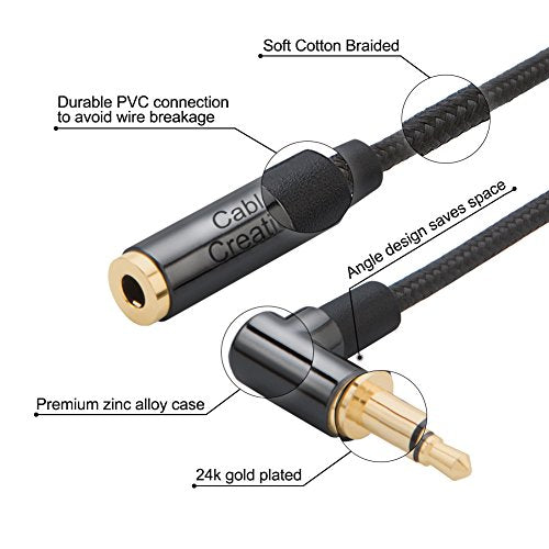 CableCreation 3.5mm Aux Extension Cable 10FT,Right Angle Stereo Audio Cable - size: 10 Feet