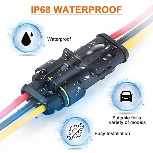 NAOEVO 3 Pin Connector Waterproof, 16 AWG 3 Wire Connectors, 6 Kits - size: 3 Pin