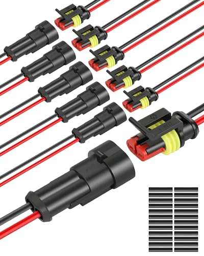 NAOEVO 2 Pin Connector Waterproof, 16 AWG 2 Wire Connectors, 6 Kits - size: 2 Pin