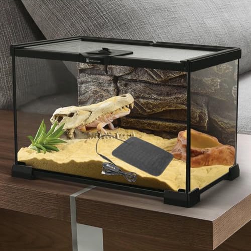 Tiiyee Reptile Heat Pad, Under Tank Terrarium Heating Mat Hermit Crab Heater Non Adhesive with Temperature Adjustment for Small Animals Turtle Tortoise Snakes Lizard Frog Gecko Amphibians Plant Warmer