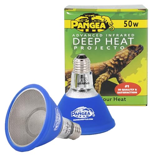 Pangea 50W Deep Heat Projector 2-Pack for Reptiles with Carbon Fiber Filament, Core Warming Infrared A and B Bulb for Basking Lizards, Designed for Ceramic Sockets (50 Watt)