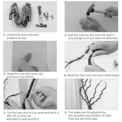 70.86" Fake Tree Branches Grapevine Moss Garland Wall Vines | Artificial Reptile Climbing Twigs Tree Trunk for Cherry Blossom Flowers Hanging Wedding Garden Halloween Outdoor Decoration - size: 5ft 11in