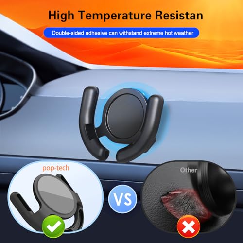 pop-tech Sticky Adhesive Replacement for Magnetic Car Mount, 8PCS Circular Heat Resistant Double Sided Strong Sticker Pads for Magnet Cell Phone Stand & Finger Ring Holder & Socket Grip Base