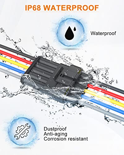NAOEVO 5 Pin Connector Waterproof, 16 AWG 5 Wire Connectors, 6 Kits - size: 5 Pin