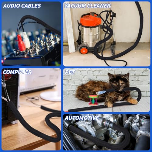 15ft - 1in Split Braided Sleeve Cable Management, Self-Wrapping - size: 1inx15ft
