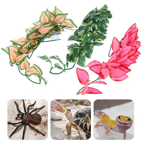 Cabilock Artificial Reptile Vines Jungle Climbing Plants 30cm Bendable Fake Hanging Vines 3pcs for Terrarium Habitat Decor Suitable for Gecko Snake Lizard Chameleon