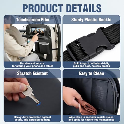 Nilight Car Seatback Organizer 1PC Black PU Leather Universal - color: Black Leather w/Tray and Bucket-1 Pc Long Size