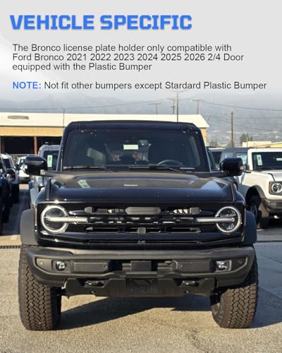 License Plate Bracket for Bronco, Steel Front License Plate Frame No-Drilling License Plate Bracket Compatible with Ford Bronco 2021;2022;2023;2024;2025; 2026 Standard Plastic Bumper Bronco - size: Upgrade For Bronco Plastic Standard Bumper