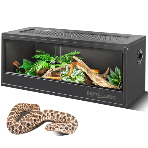 REPTI ZOO 20 Gallon PVC Reptile Tank, 30x12x12 inch Reptile Terrarium for Crested Gecko Frog Lizard Snake Turtle Hermit Crab, Leopard Gecko Enclosure with Sliding Door & Screen Ventilation - size: 30x12x12 inch