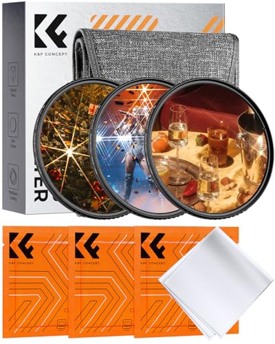 K&F CONCEPT 52mm Star Filters Kit 3pcs 4+6+8 Points Starburst Filters Set - size: 52mm
