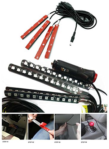 4PCS 48 LED Car Interior Lights, Pink Under Dash Light Kit - color: Pink 48 Lights