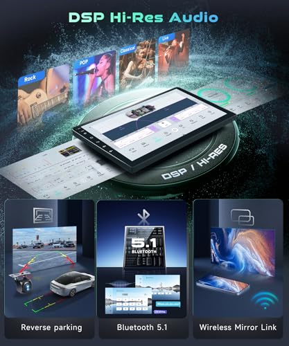 5/6GWiFi 8Core Qualcomm 4G+64G,Radio for Toyota RAV4 2007-2011 Radio Android Car Stereo 5.1Bluetooth,Wireless Carplay,DSP Hi-Res,Android Auto,9‘’ 1280P IPS Touch Screen,Cooling Fan,GPS,FM/RDS,Camera