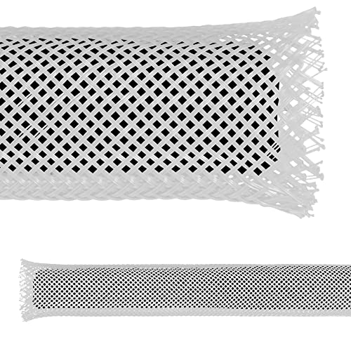 Electriduct 1/8" PET Expandable Braid Sleeving Flame Retardant Flexible Wire Mesh for Cord Management and Cable Protection - 50 Feet - White - color: White, size: 0.125 Inch Dia - 50 Feet