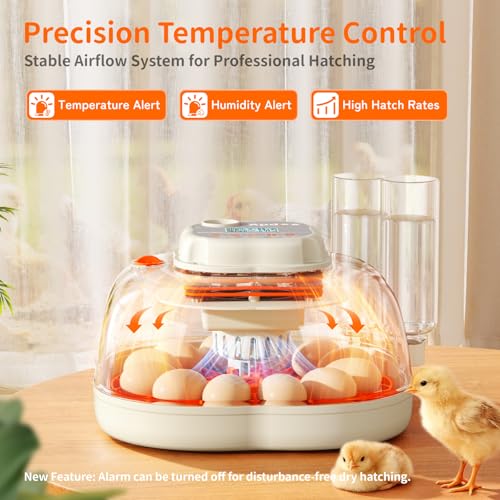 APDOE Egg Incubators for Hatching Eggs, Temperature and Humidity Control, Automatic Egg Turning, Egg Candler, External Water Bottle, Air Vent, for Chicken, Duck & Quail Eggs, 12 Eggs + 30 Quail Eggs - size: 12 Eggs + 30 Quail Eggs