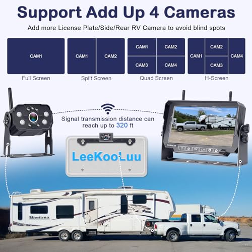 HD 1080P 7 inch RV Wireless Backup Camera: Dual Camera 30-Min Easy Install - size: 7'' + License Plate & RV Camera