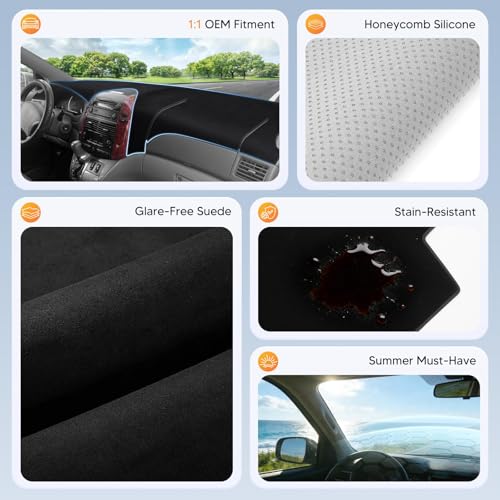 CARTIST Dash Cover for 2004-2010 Toyota Sienna Accessories,Anti-Glare Non-Slip UV Protection Dashboard Cover Mat,Premium Interior Pad - color: 1)04-10 Sienna (Black)