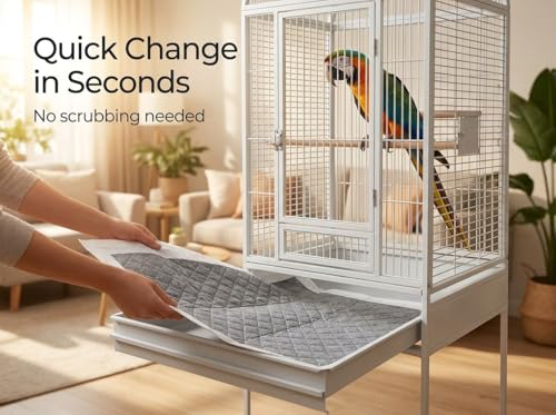 XL Bird Cage Liners 23.6"x35.4" 20pk Bamboo Charcoal | 7-layer bamboo charcoal controls odor & dander. 20-pack = 40 weeks for macaws & large parrots. Quick cleanup at $0.15/day.