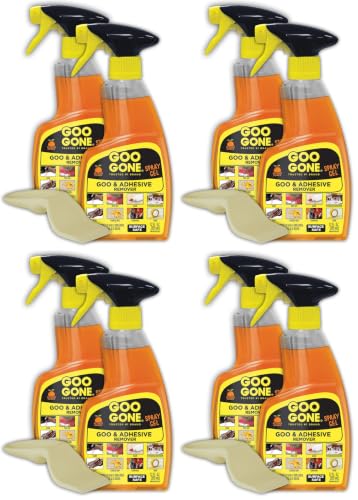 Goo Gone Adhesive Remover Spray Gel, Removes Chewing Gum, Grease, Tar, Stickers, Labels, Tape Residue, Oil, Blood, Lipstick, Mascara, 8 Pack & Sticker Lifter - size: 12 Fl Oz (Pack of 8 + Sticker Lifter)