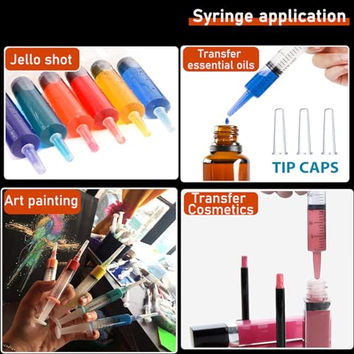 5Pack 20ml Plastic Syringe with caps for Liquid Measuring,Oral,Scientific Labs,Feeding Pets, Oil or Glue Applicator, Halloween Party, Sterile Individually Packed