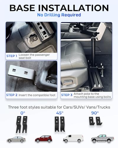 No-Drill Car Laptop Mount, Adjustable Mobile Truck Computer Stand