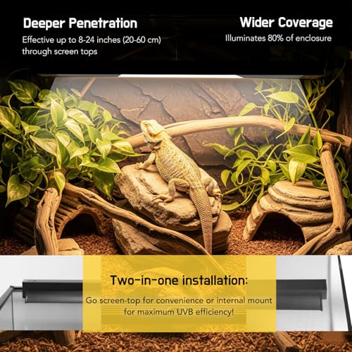 Upgraded T5 UVB Reptile Light, 10.0 UVB 8W German Made Fluorescent Lamp and Fixture Kit, for Desert-Dwelling Reptiles, Bearded Dragon,Tortoise, Snake, Strip Linear UVB Lamp Bulb,12 Inch - size: 8W Reptile T5 UVB Light Kit