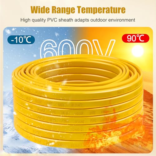 12/2 Wire with Ground - 10FT 12 Gauge NM-B Non-Metallic Sheathed Cable 100% Pure Copper 12 AWG 2 Conductor Residential Indoor Wire for Outlets, Switches, Other Loads and Lighting Wiring Projects etc. - size: 10FT, style: 12AWG/2