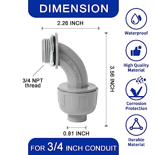 (20 Pack) Yariwiz 3/4 Plastic Liquid Tight Conduit 90 Degree Elbow - style: 3/4" Elbow-20 Pack